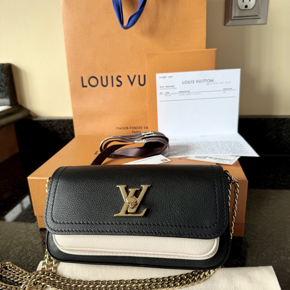 Louis Vuitton Lockme Tender Pochette Black & Cream Crossbody Shoulder Bag M81560